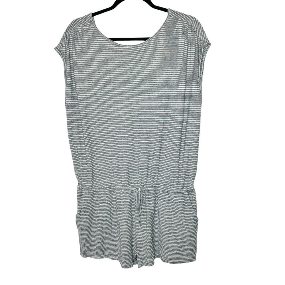 PrAna Retrieve Romper Grey Cream Stripe Hemp Blend XL